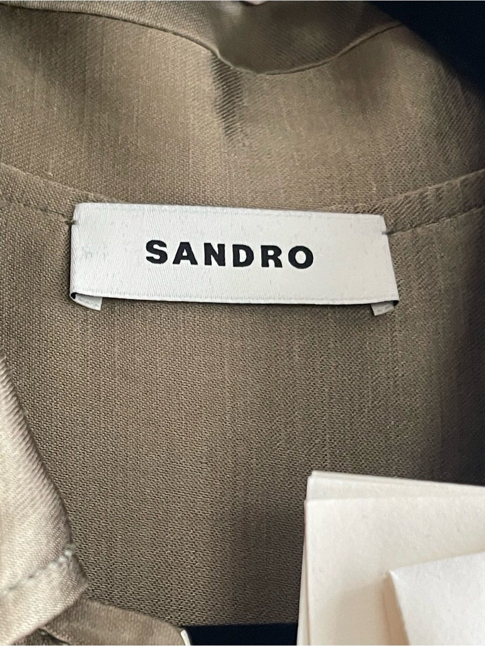 Sandro NWT army green khaki short sleeve linen blend satin jumpsuit - Picture 2 of 12